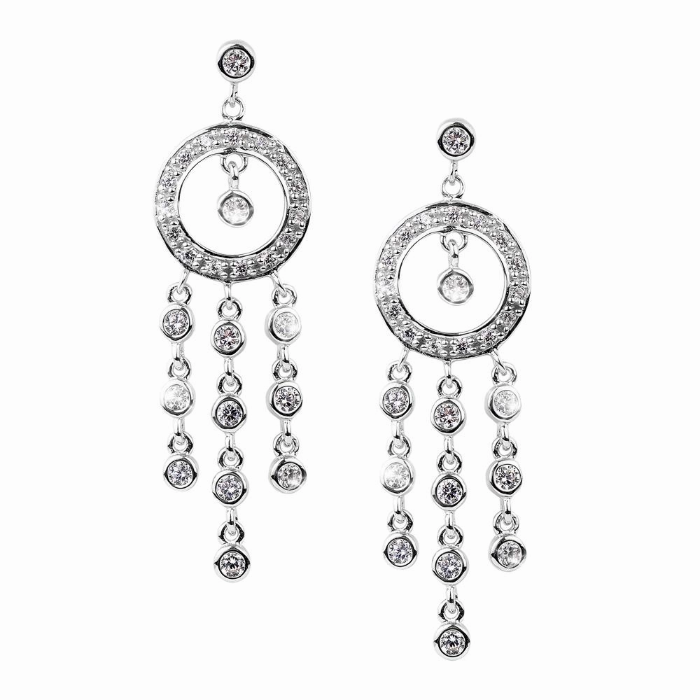 Raindrop Chandelier Rhodium Earrings
