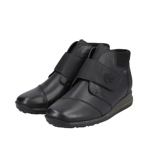 Rieker Shoes 44255-00 Black Velcro RTex Ankle Boots