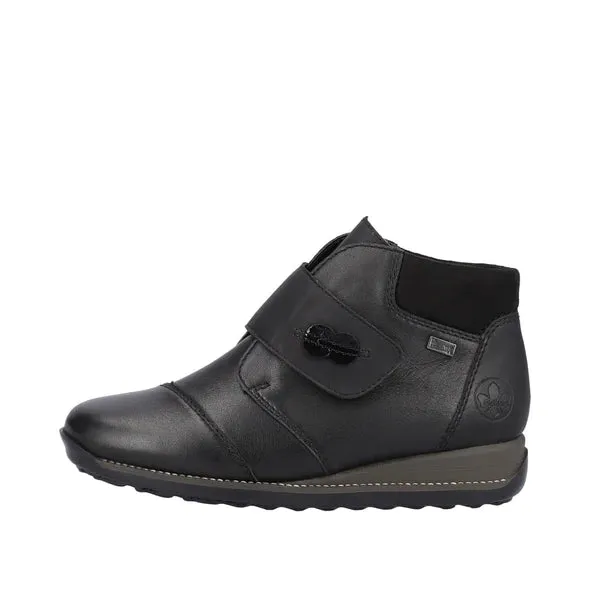 Rieker Shoes 44255-00 Black Velcro RTex Ankle Boots