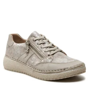 Rieker Shoes 50901-90 Lace/Side Zip Rose Metallic