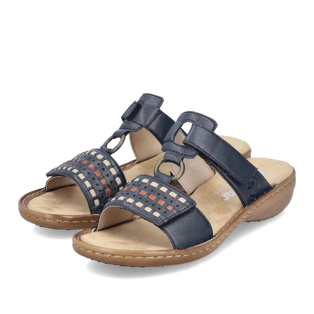 Rieker Shoes 60842-14 Navy Multi Velcro Slide