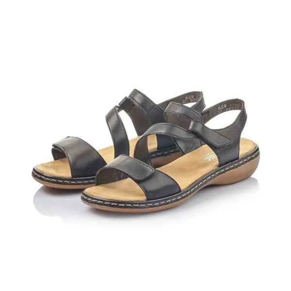 Rieker Shoes 659C7-00 Black Adj Velcro
