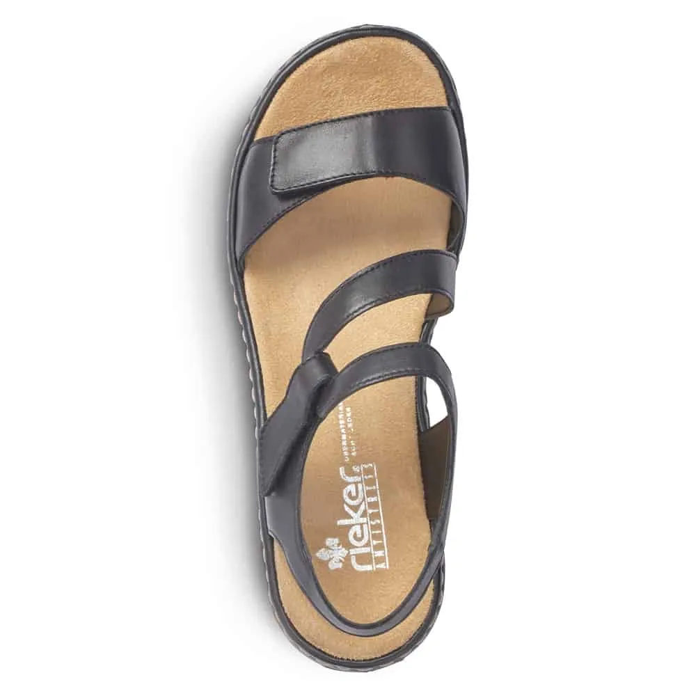 Rieker Shoes 659C7-00 Black Adj Velcro