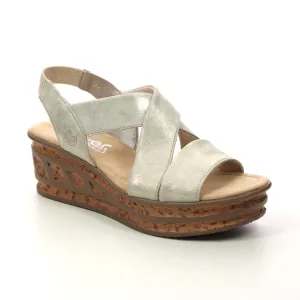 Rieker Shoes 68160-62 Nude Cork Wedge