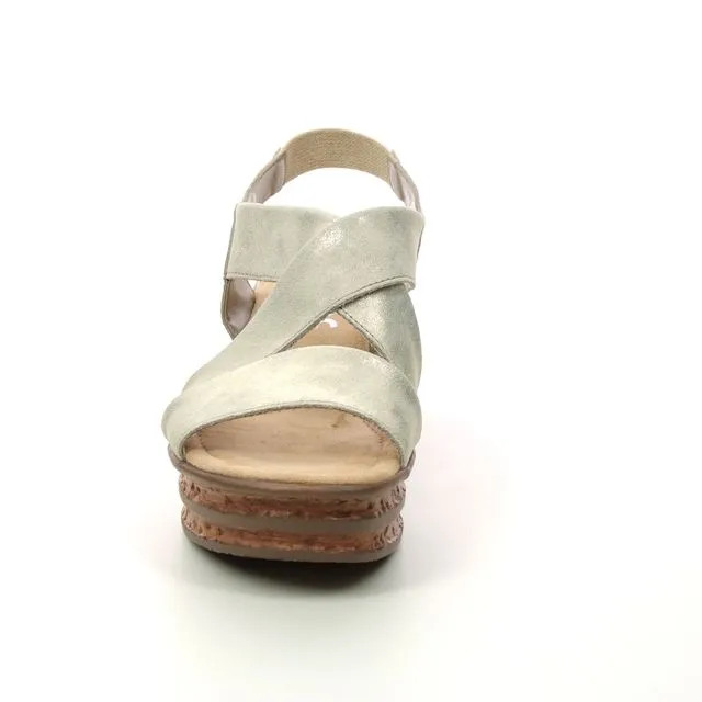 Rieker Shoes 68160-62 Nude Cork Wedge