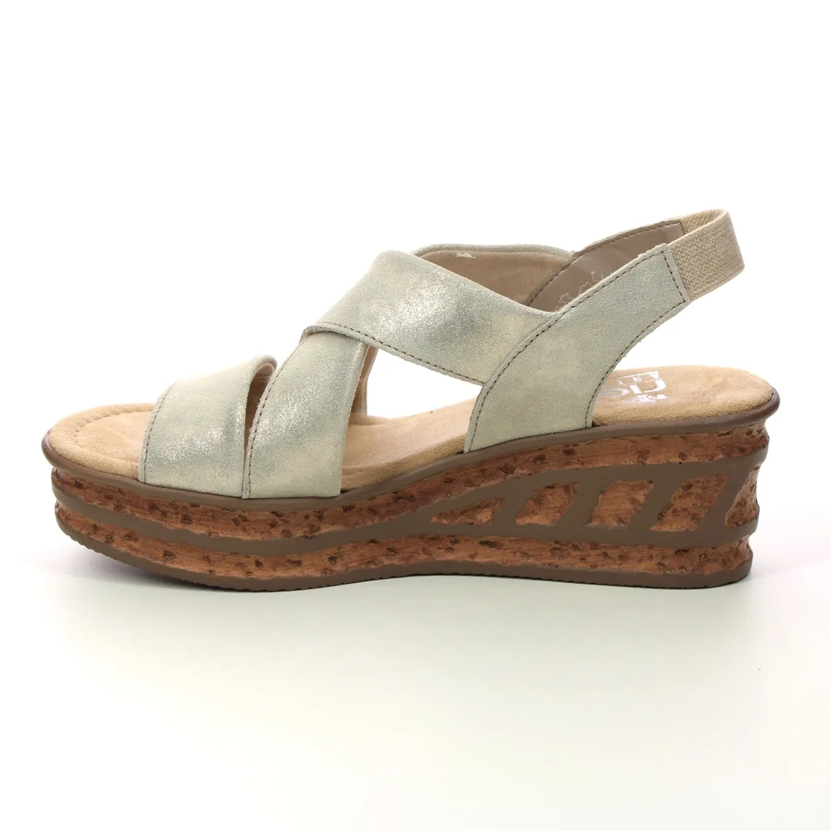 Rieker Shoes 68160-62 Nude Cork Wedge