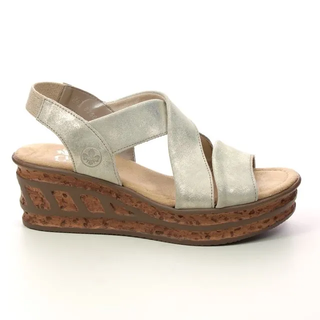 Rieker Shoes 68160-62 Nude Cork Wedge