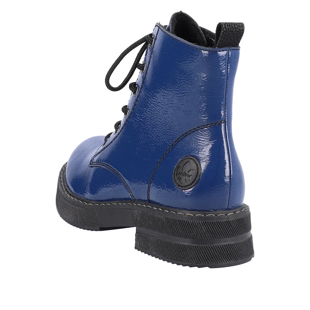 Rieker Shoes 72010-15 Royal Blue Lace Up/Side Zip