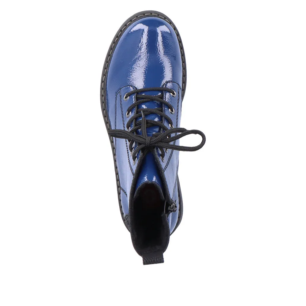 Rieker Shoes 72010-15 Royal Blue Lace Up/Side Zip