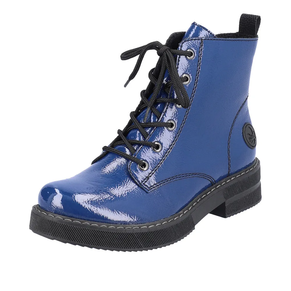 Rieker Shoes 72010-15 Royal Blue Lace Up/Side Zip