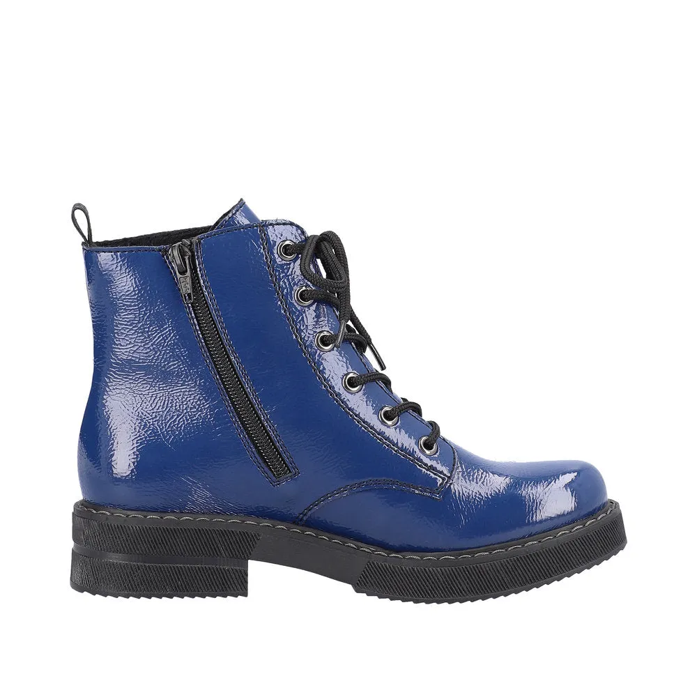 Rieker Shoes 72010-15 Royal Blue Lace Up/Side Zip