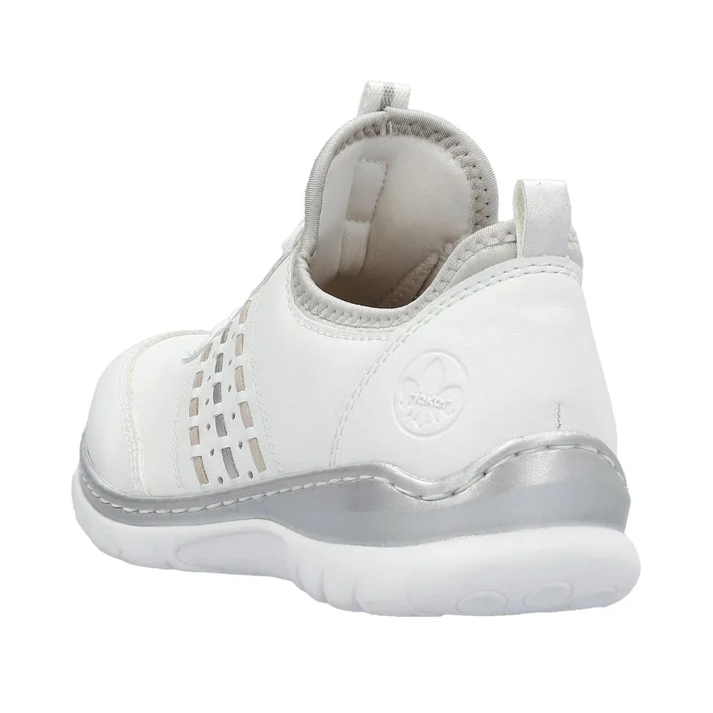Rieker Shoes L3259-80 Bungee Lace White/Silver
