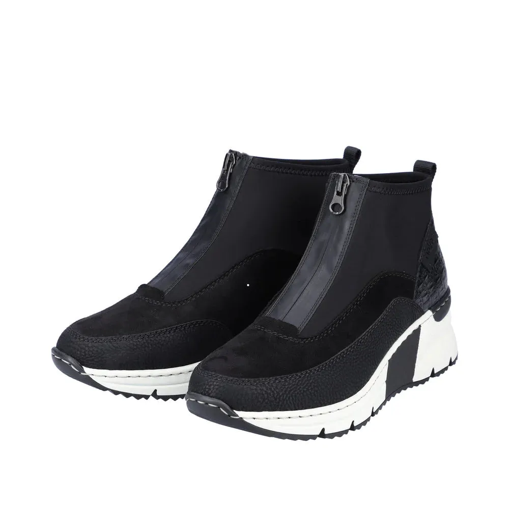 Rieker Shoes N6352-00 Black/White Front Zip