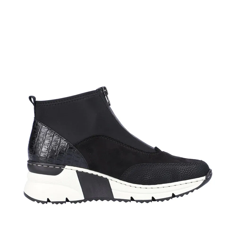 Rieker Shoes N6352-00 Black/White Front Zip