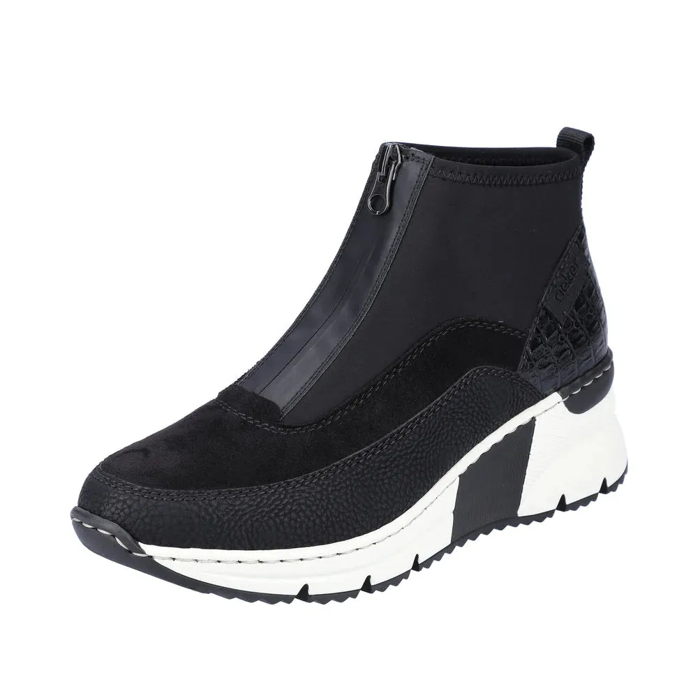Rieker Shoes N6352-00 Black/White Front Zip