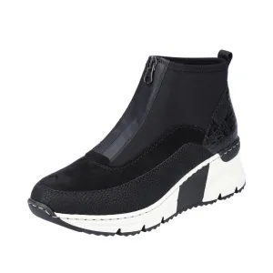 Rieker Shoes N6352-00 Black/White Front Zip