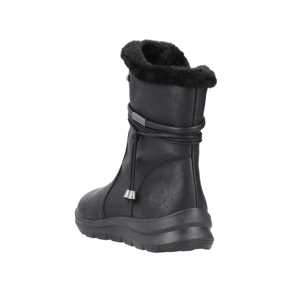 Rieker Shoes Z0070-00 Black Ankle Zip Lined RTex