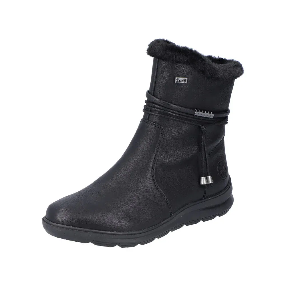 Rieker Shoes Z0070-00 Black Ankle Zip Lined RTex
