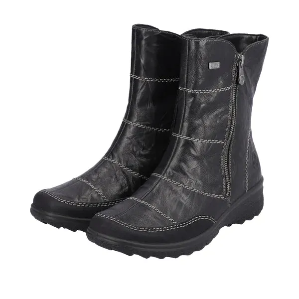 Rieker Shoes Z7055-00 Black Side Zip RTex