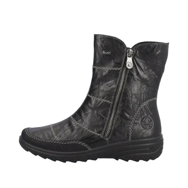 Rieker Shoes Z7055-00 Black Side Zip RTex