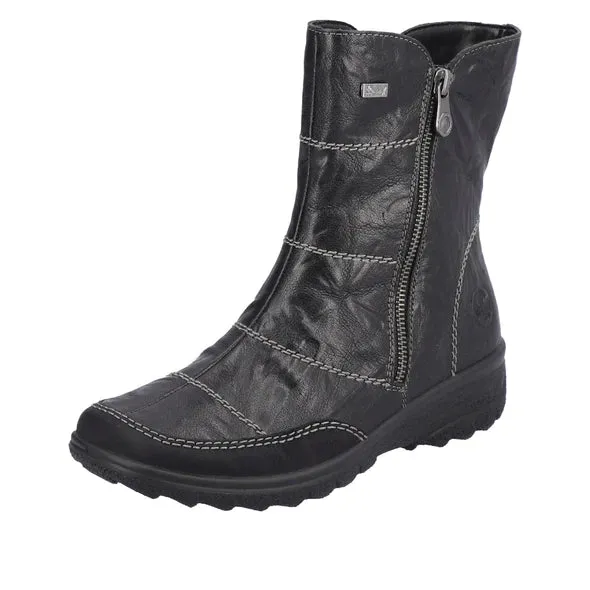 Rieker Shoes Z7055-00 Black Side Zip RTex