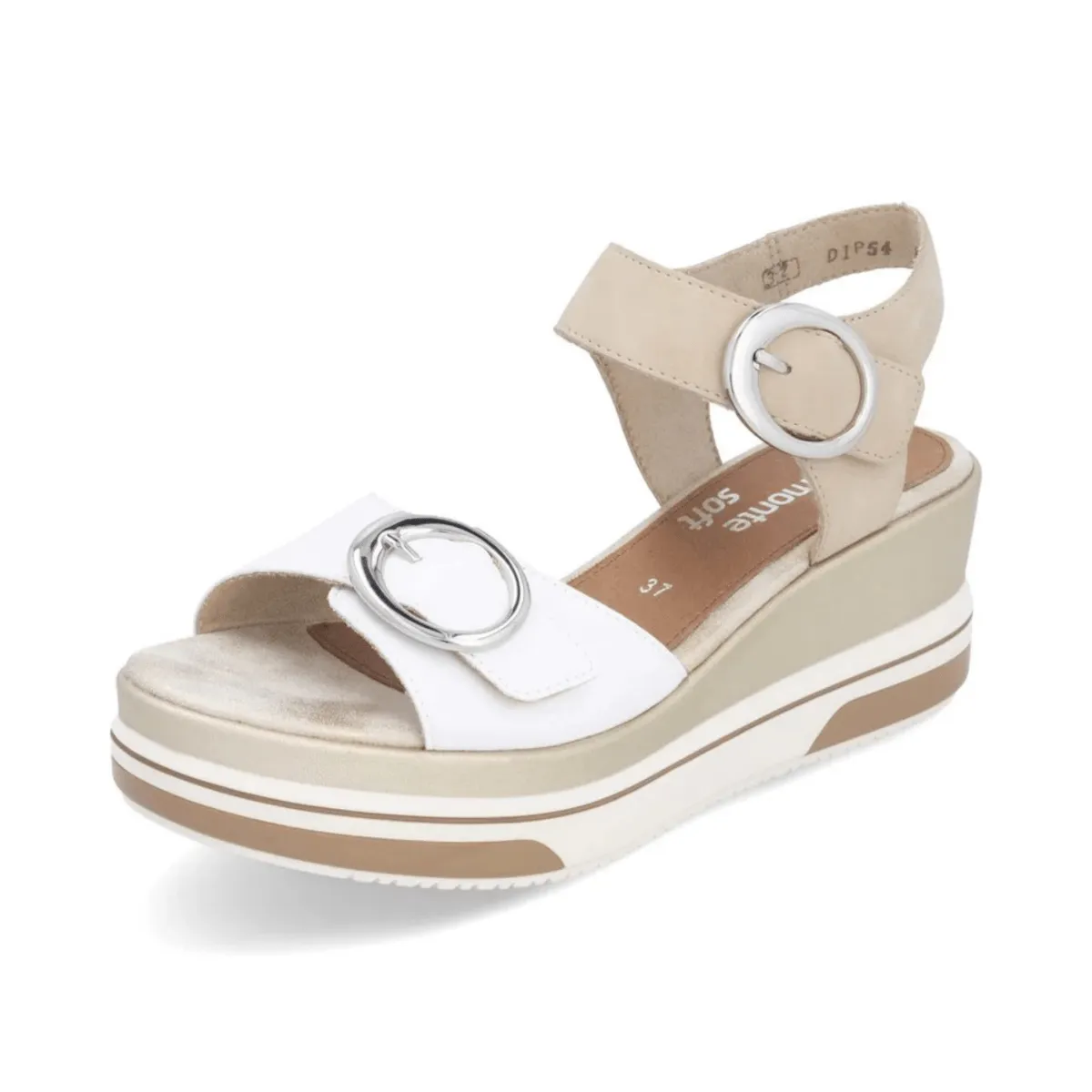 Rieker Women's D1P54-80 Sabine White/Pearl Leather Rieker Shoes