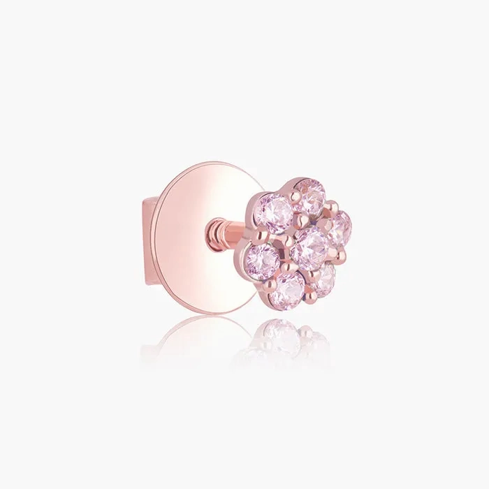 Rose Gold Baby Pink Flower Stud Kids Earrings