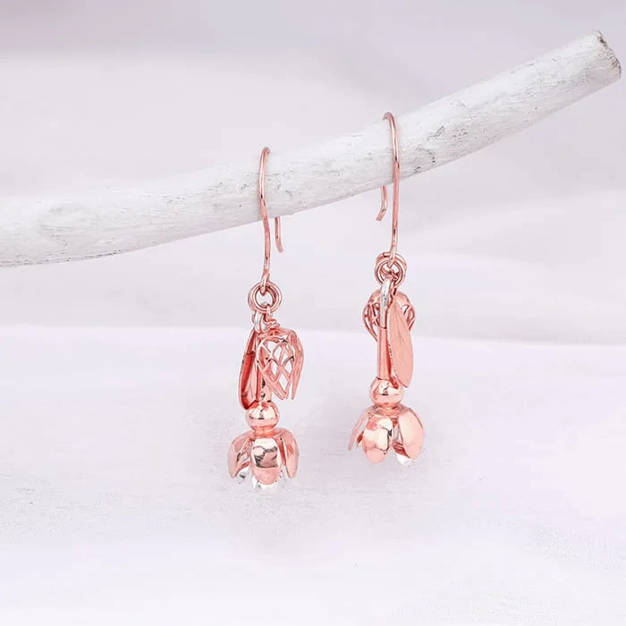 Rose Gold Blooming Brahma Earrings