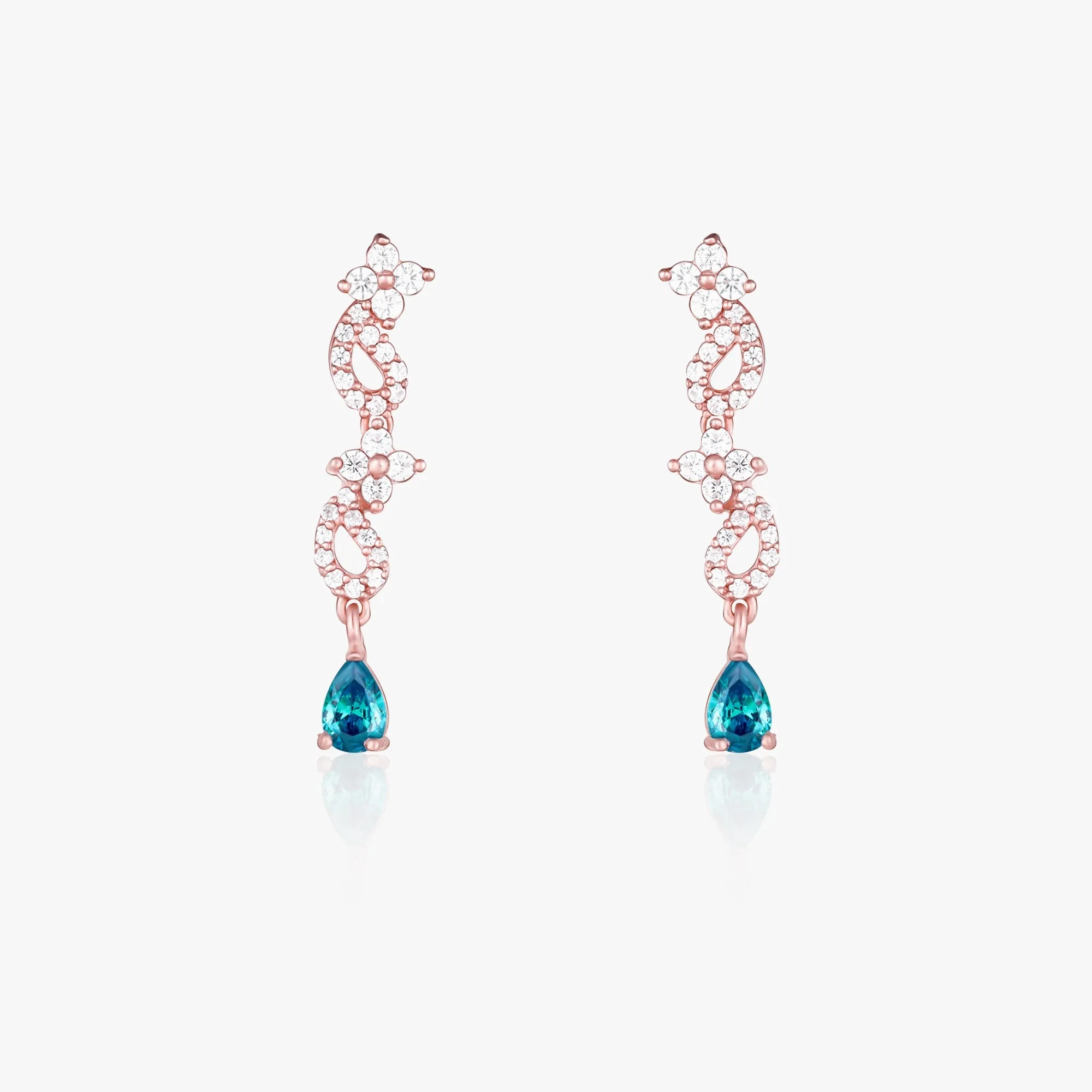 Rose Gold Blue Moon Earrings