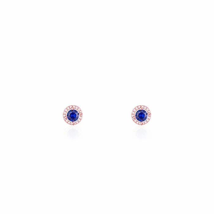 Rose Gold Blue Velvet Studs