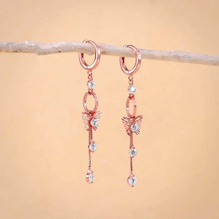 Rose Gold Charming Butterfly Earrings