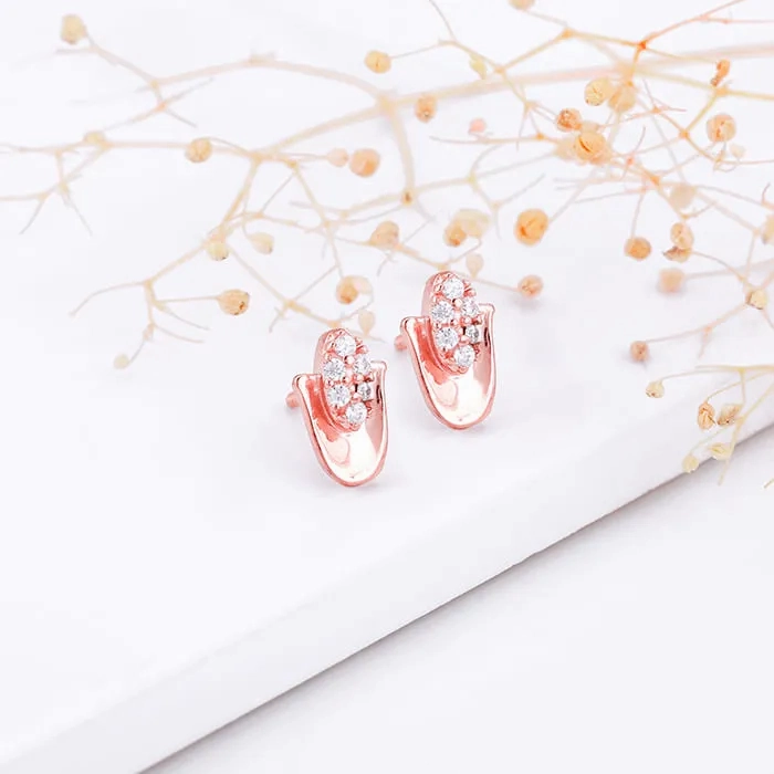 Rose Gold Classic Hamsa Earrings