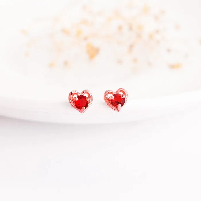 Rose Gold Cute Love Studs