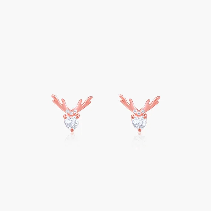 Rose Gold Deer Sparkle Earrings