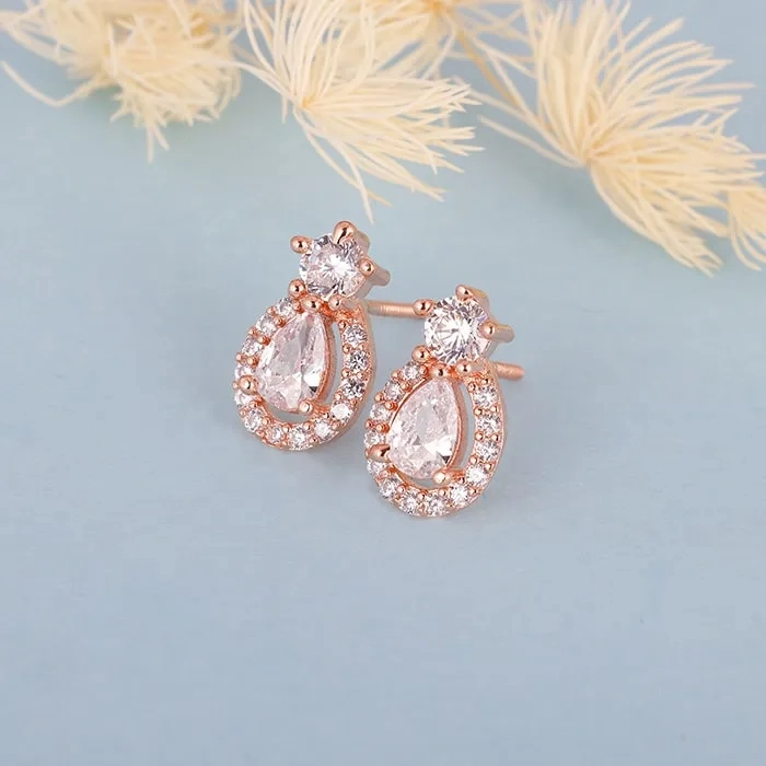 Rose Gold Elegant Pear Drop Earrings