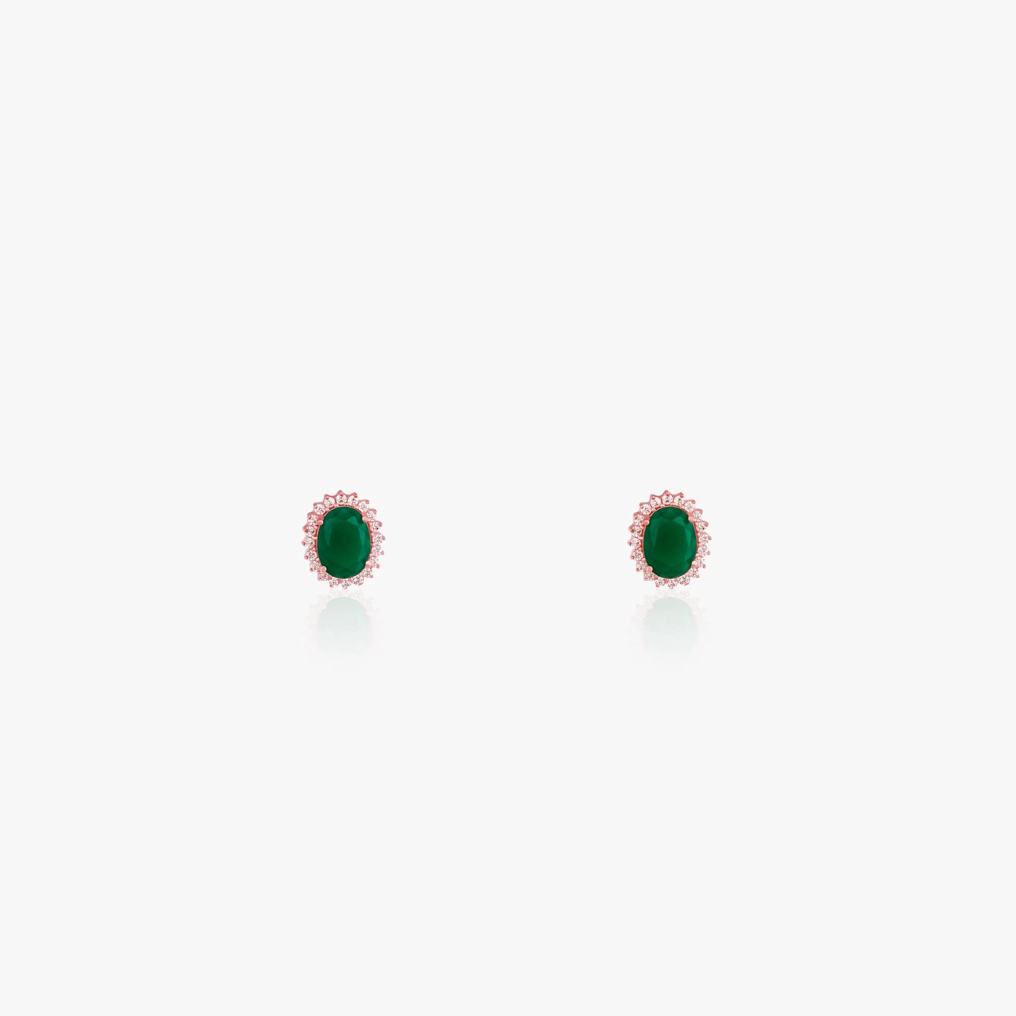 Rose Gold Evergreen Halo Studs