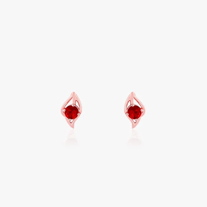 Rose Gold Falling Dew in Red Earrings