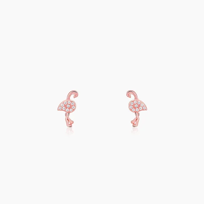 Rose Gold Flamingo Studs