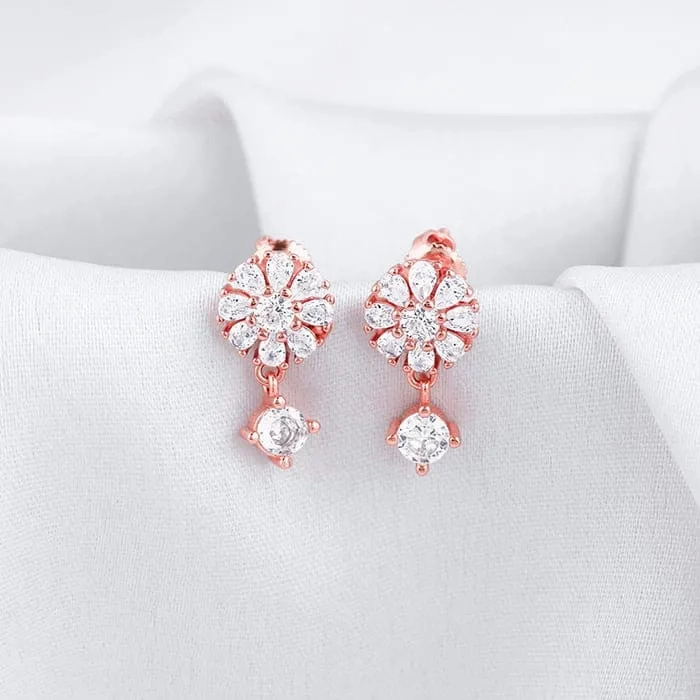 Rose Gold Floral Earrings