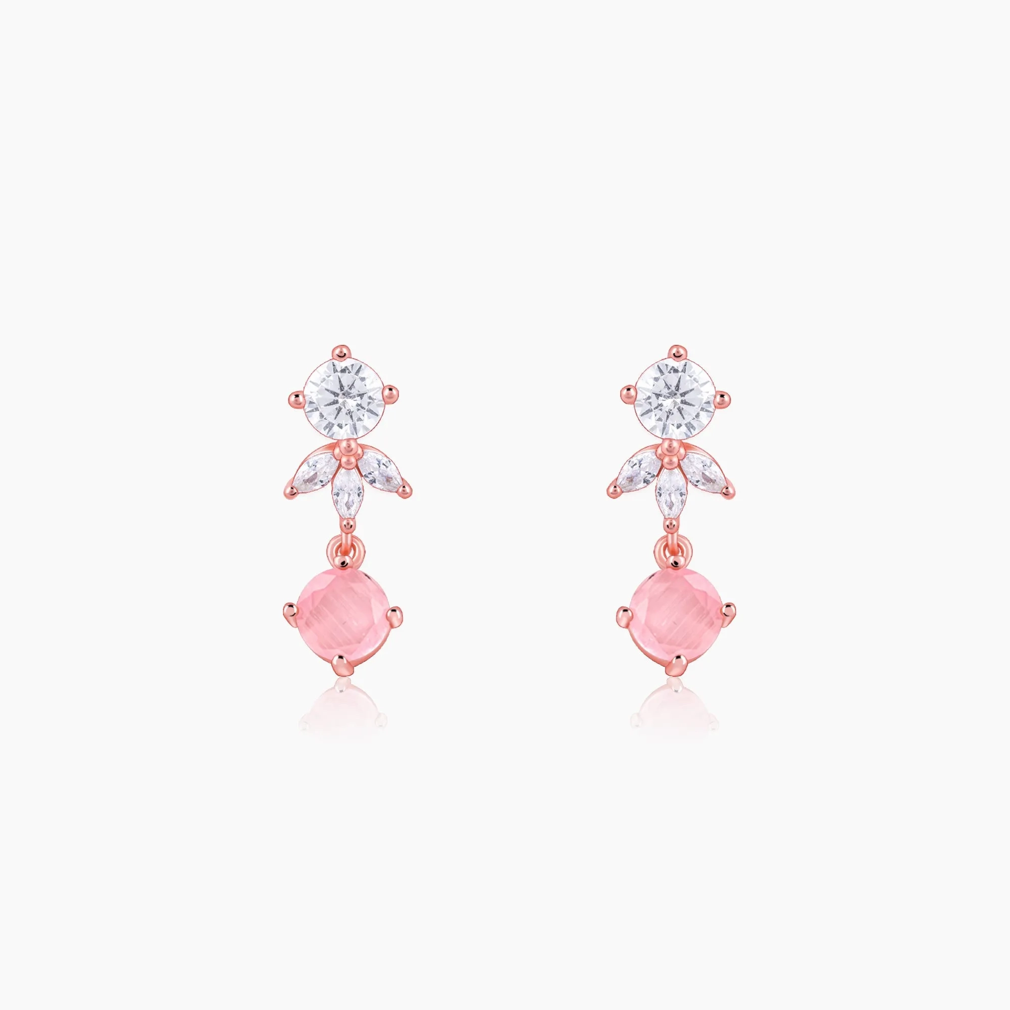 Rose Gold Floral Embrace Drop Earrings