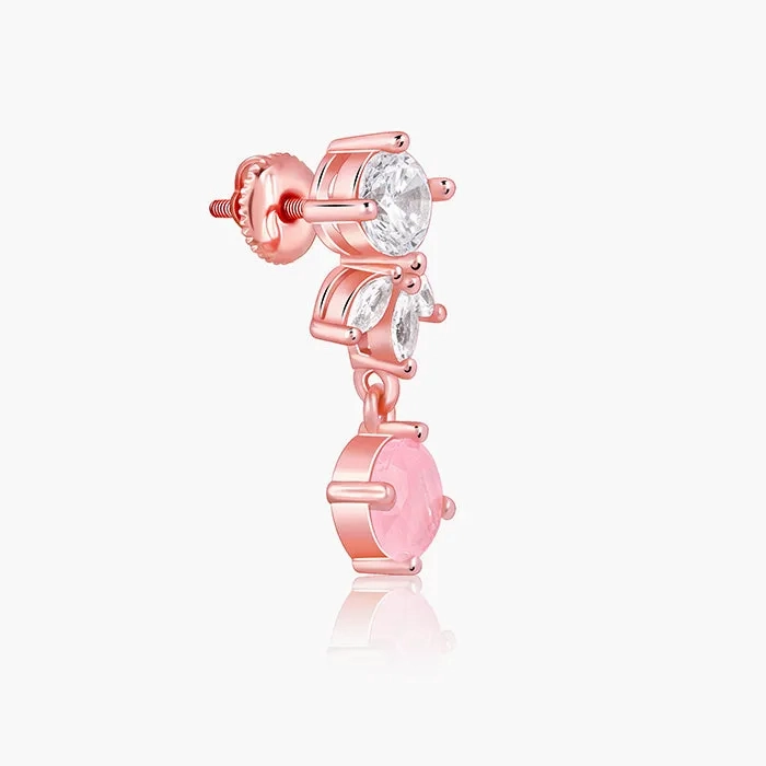 Rose Gold Floral Embrace Drop Earrings