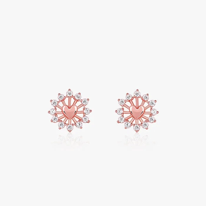 Rose Gold Floral Grace Heart Studs