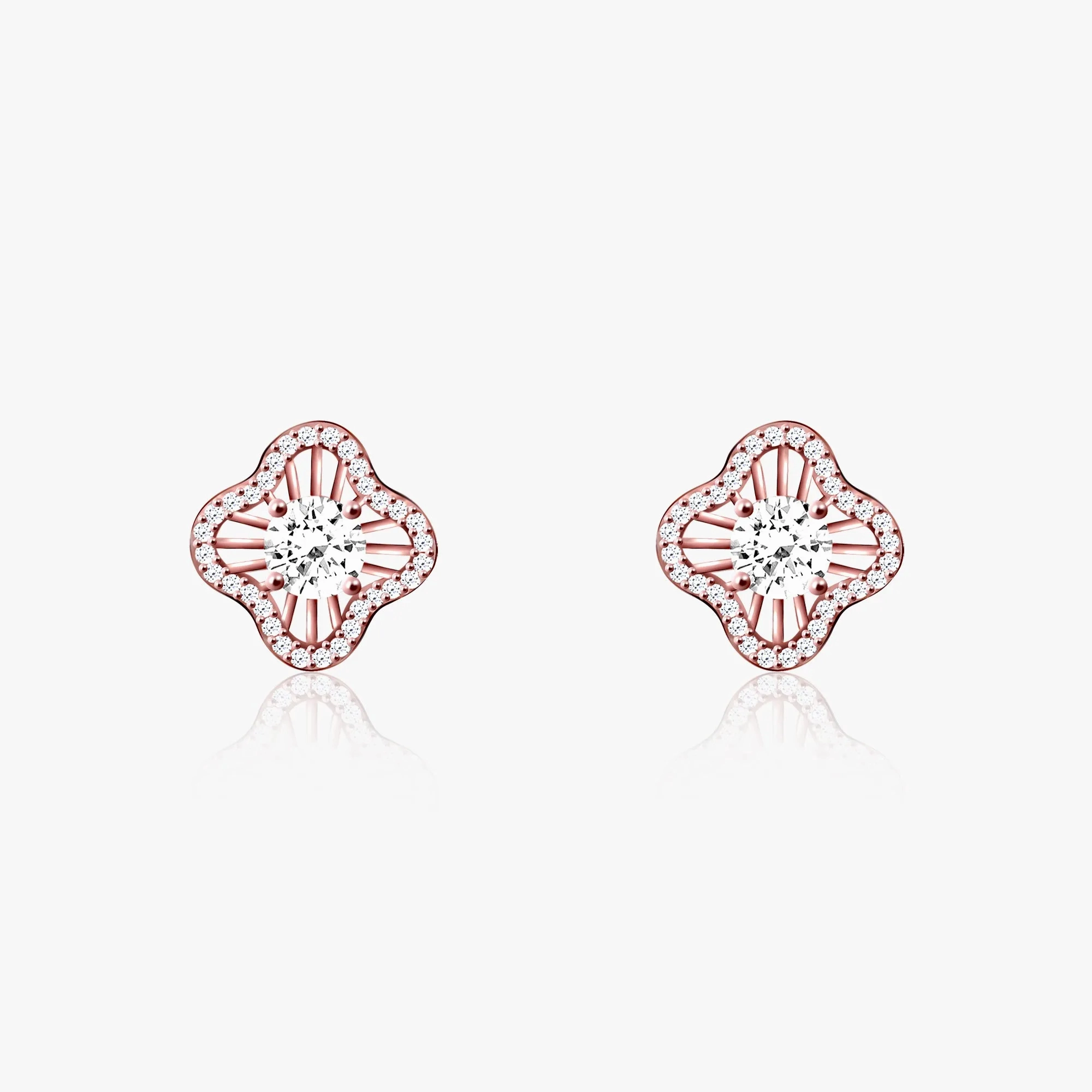 Rose Gold Flower Blossom Earrings