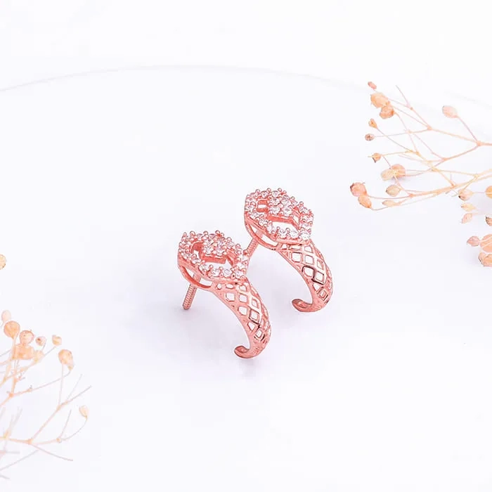 Rose Gold Glittering Half Moon Earrings