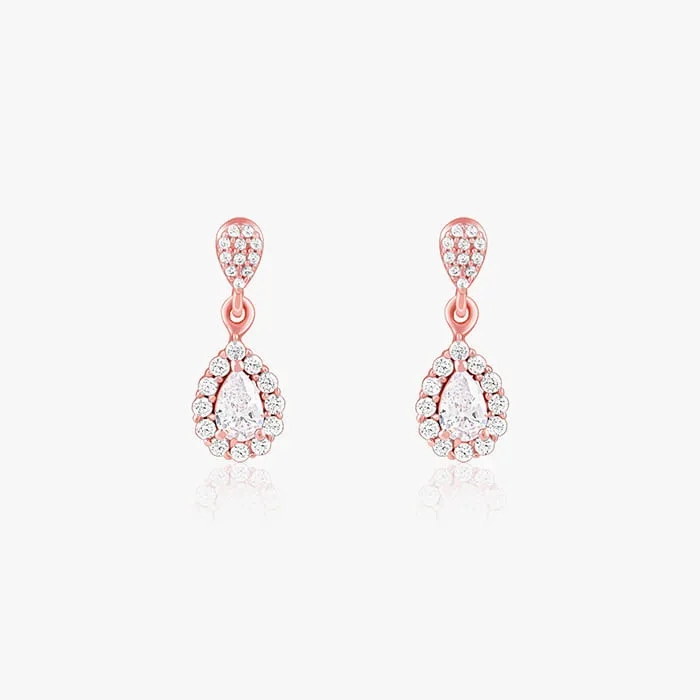 Rose Gold Glittering Teardrop Earrings