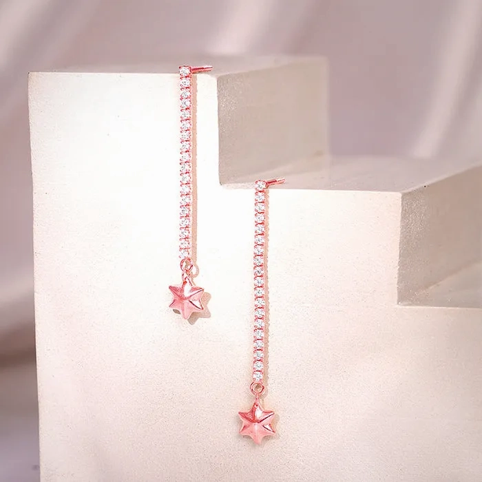 Rose Gold Guiding Star Drop Earrings