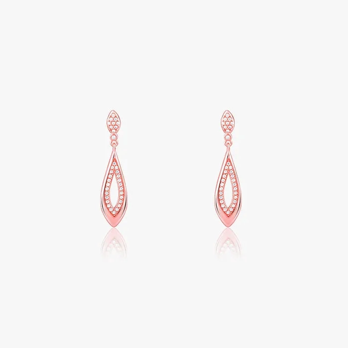 Rose Gold Halo Drop Earrings