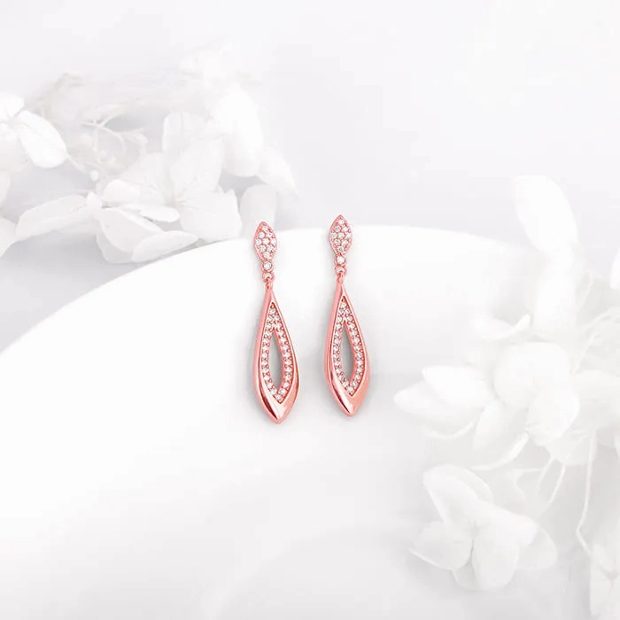 Rose Gold Halo Drop Earrings