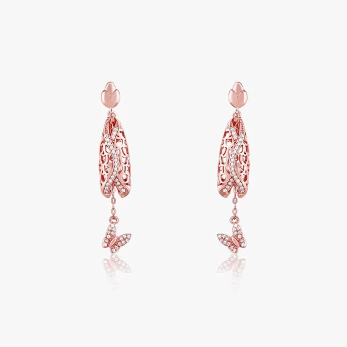 Rose Gold Lively Butterfly Earrings