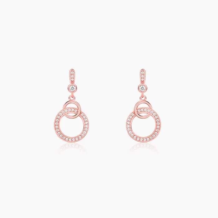 Rose Gold Locked in Love Dangler Earrings
